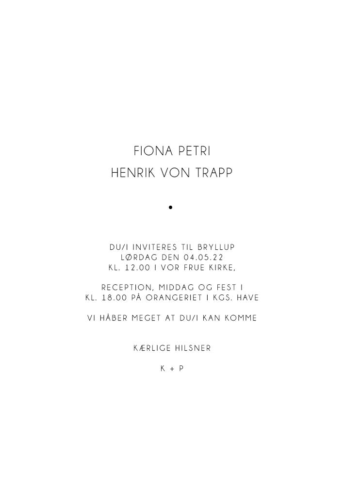 Bryllup - Fiona & Henrik Bryllupsinvitation